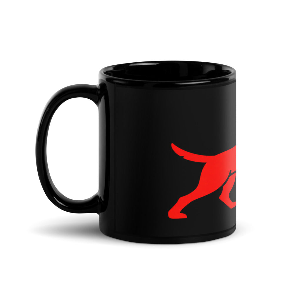 Fish Dog Icon Mug — Red on Black