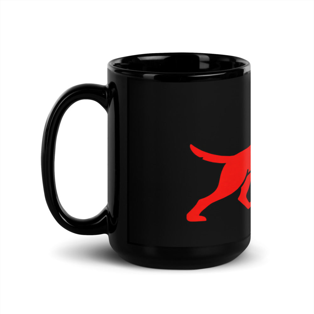 Fish Dog Icon Mug — Red on Black