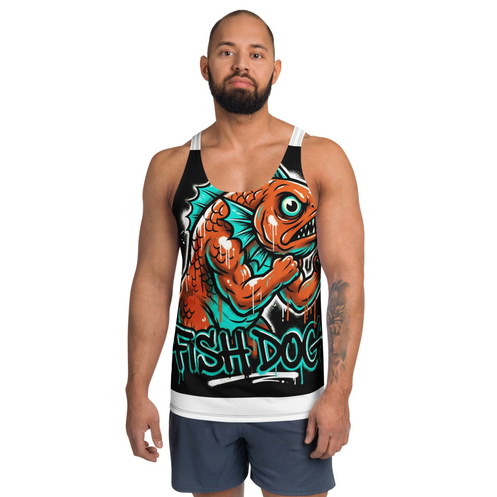 Fish Dog Graffiti Tank Top