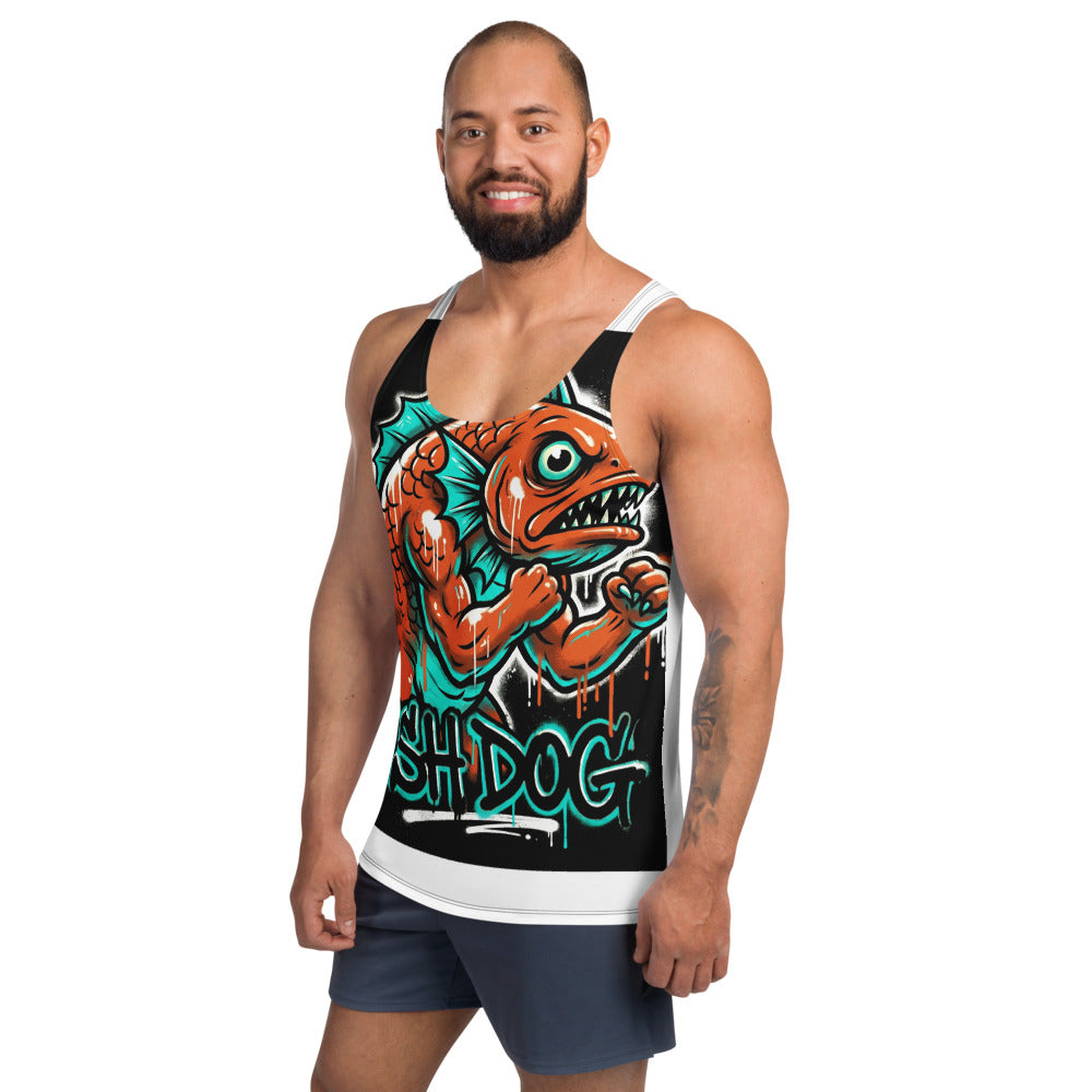 Fish Dog Graffiti Tank Top